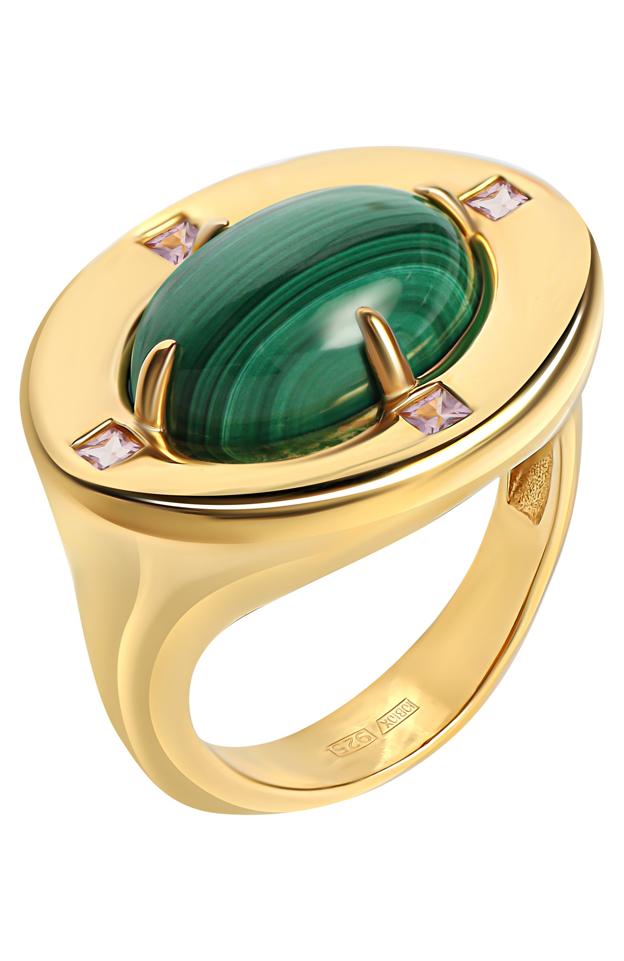 Кольцо ai с малахитом и аметистами MOONKA, арт. ai-bg-r-mal, фото 3