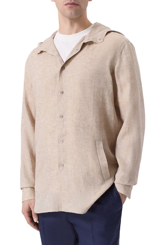 Льняная рубашка Kiton UMCMARH0961322 Бежевый  UMCMARH0961322 Фото 3