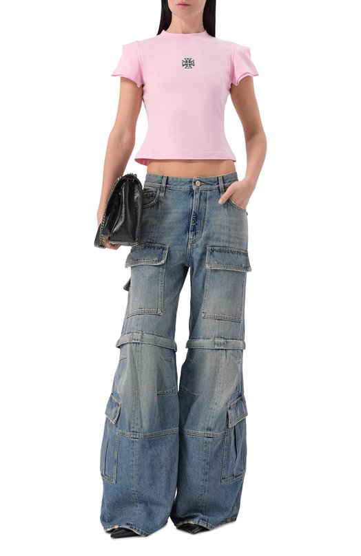 Хлопковая футболка VETEMENTS WE76TR532P/1200 STRETCH JERSEY Розовый  WE76TR532P/1200 STRETCH JERSEY Фото 2