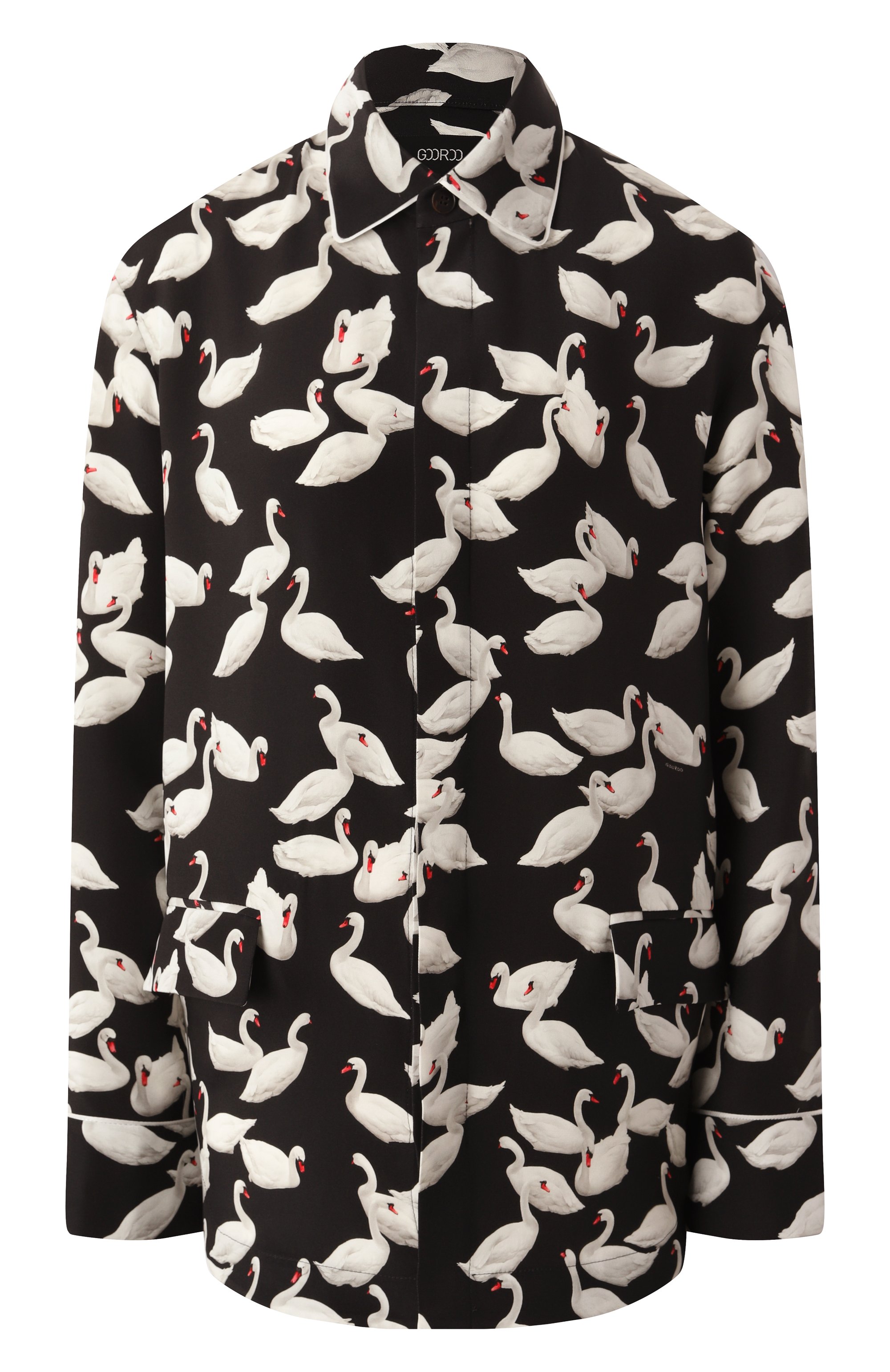 Шелковая рубашка GOOROO черного цвета по цене 75330 руб., арт. SH014-2002-9901-FW24/25, фото 1 Шелковая рубашка GOOROO, арт. SH014-2002-9901-FW24/25, фото 1