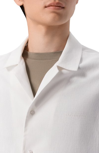 Рубашка изо льна и вискозы EMPORIO ARMANI белого цвета по цене 17700 руб., арт. EM000593/AF20590, фото 5 Рубашка изо льна и вискозы EMPORIO ARMANI, арт. EM000593/AF20590, фото 5