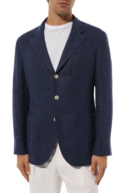 Пиджак изо льна и шерсти BRUNELLO CUCINELLI темно-синего цвета по цене 380000 руб., арт. MW4827BND, фото 4 Пиджак изо льна и шерсти BRUNELLO CUCINELLI, арт. MW4827BND, фото 4