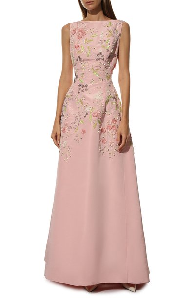 Шелковое платье с отделкой бисером и пайетками OSCAR DE LA RENTA, арт. R17E075GPE0, фото 2
