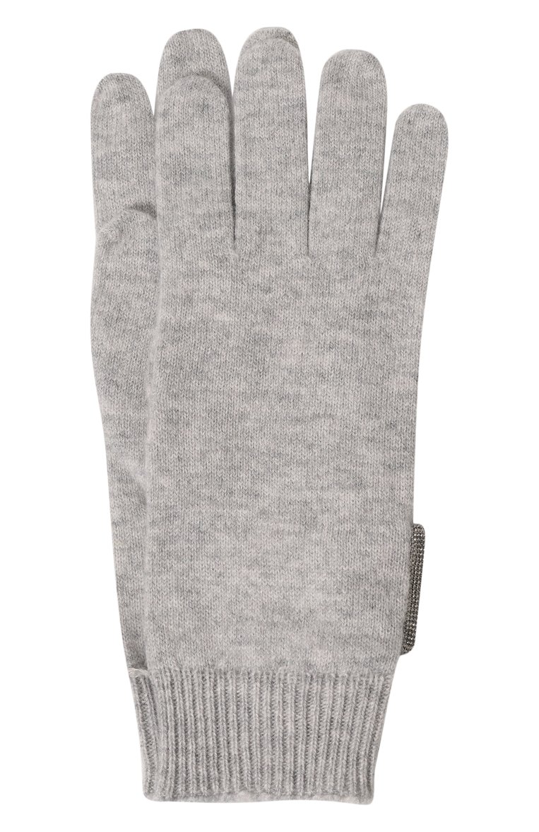 Детские кашемировые перчатки BRUNELLO CUCINELLI светло-серого цвета, арт. B12M14589C | Фото 1 (Материал: Текстиль, Кашемир, Шерсть; Материал сплава: Проставлено; Нос: Не проставлено)