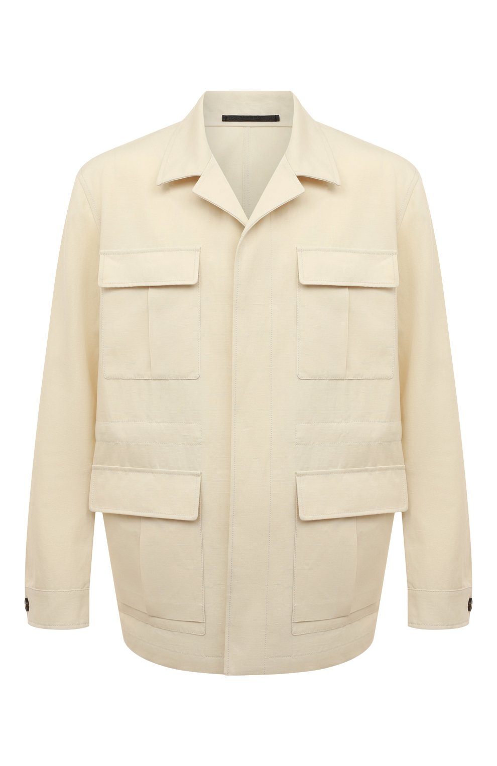 Куртка-рубашка из хлопка и льна LORO PIANA кремового цвета по цене 190000 руб., арт. FAM0384, фото 1 Куртка-рубашка из хлопка и льна LORO PIANA, арт. FAM0384, фото 1