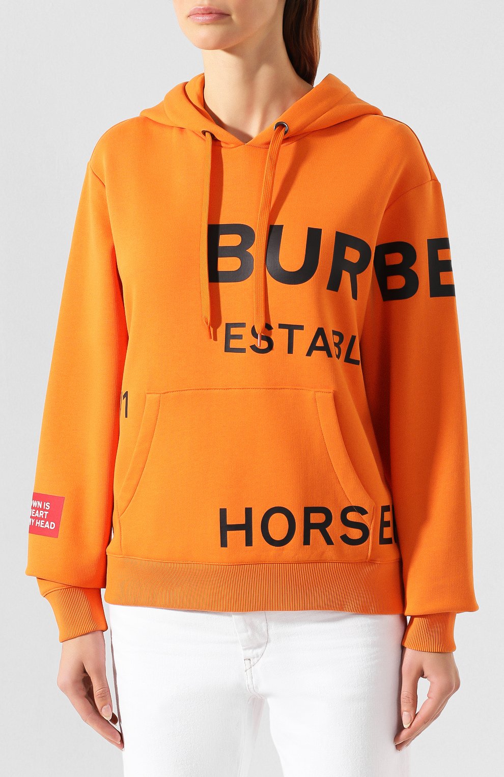 Хлопковое худи BURBERRY оранжевого цвета по цене 79950 руб., арт. 8017165, фото 3 Хлопковое худи BURBERRY, арт. 8017165, фото 3