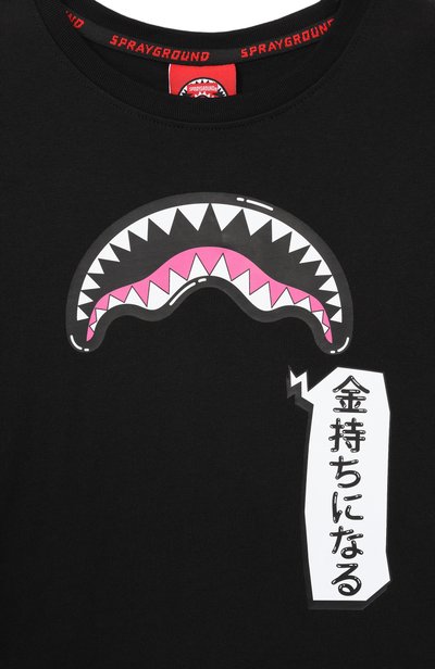 Хлопковая футболка SPRAYGROUND черного цвета по цене 8250 руб., арт. SPY1553BLK/SHARK IN JAPAN T-SHIRT BLK, фото 3 Хлопковая футболка SPRAYGROUND, арт. SPY1553BLK/SHARK IN JAPAN T-SHIRT BLK, фото 3