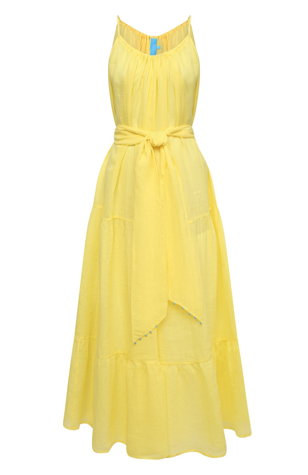 Льняное платье A MERE CO желтого цвета по цене 55050 руб., арт. AMC-RSS21-32Y, фото 1 Льняное платье A MERE CO, арт. AMC-RSS21-32Y, фото 1