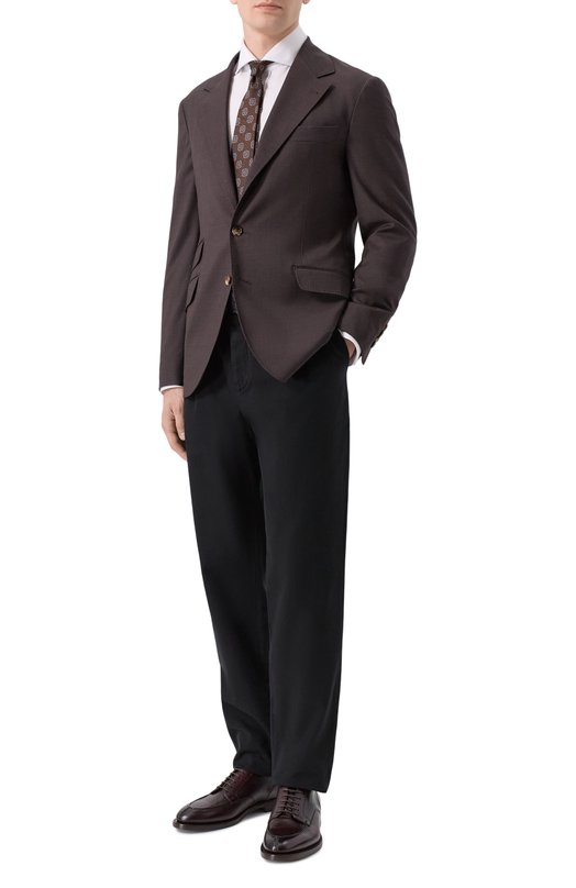 Шерстяной пиджак Brunello Cucinelli MB423LDWH_1 Коричневый  MB423LDWH_1 Фото 2