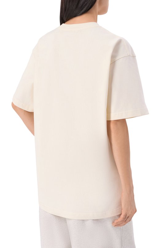 Хлопковая футболка 12 STOREEZ 136679 Кремовый  136679 Фото 4