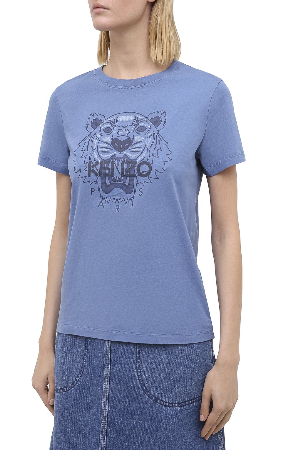 Хлопковая футболка KENZO синего цвета по цене 10900 руб., арт. FA62TS8464YB, фото 3 Хлопковая футболка KENZO, арт. FA62TS8464YB, фото 3