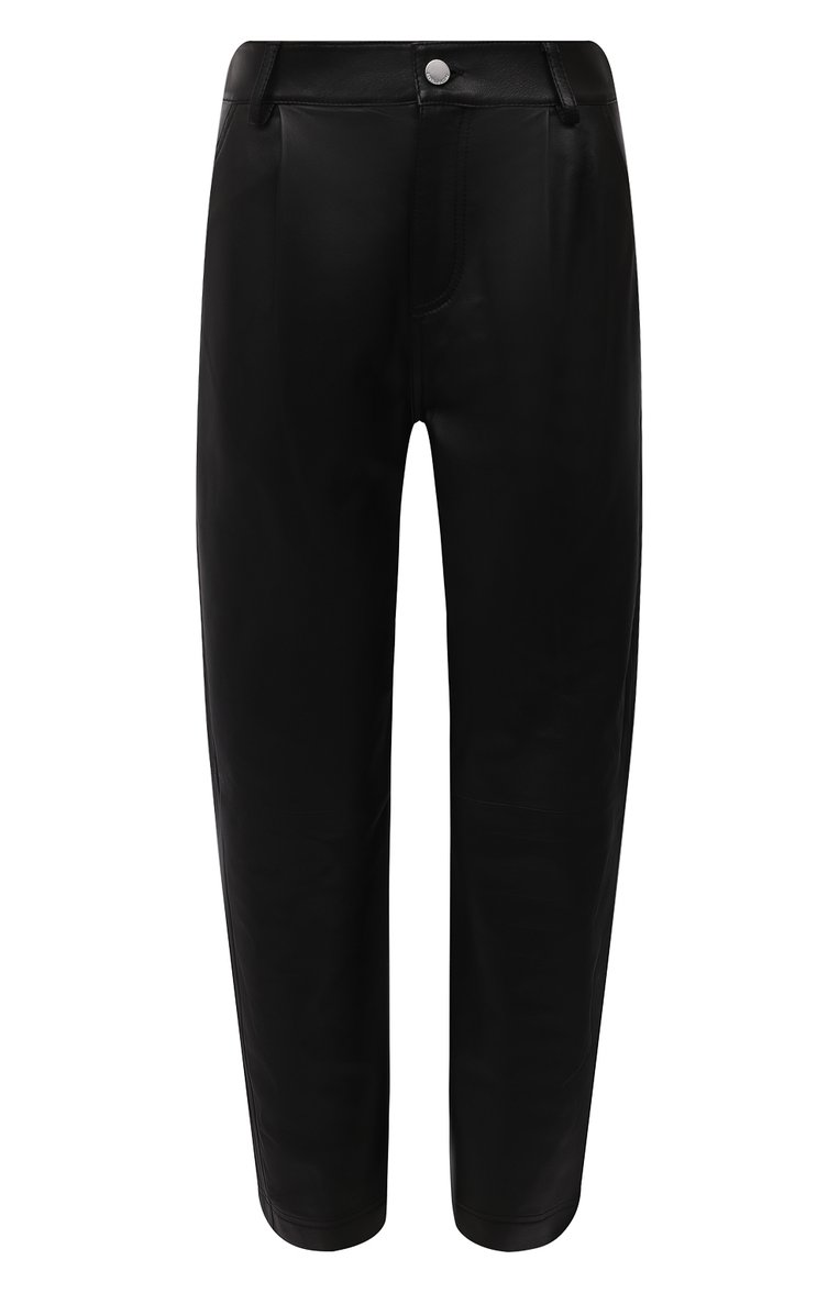 Женские кожаные брюки REDVALENTINO черного цвета, арт. WR3NF00M/639 | Фото 1 (Силуэт Ж (брюки и джинсы): Прямые; Женское Кросс-КТ: Кожаные брюки, Брюки-одежда; Стили: Гранж; Длина (брюки, джинсы): Укороченные; Материал внешний: Натуральная кожа)
