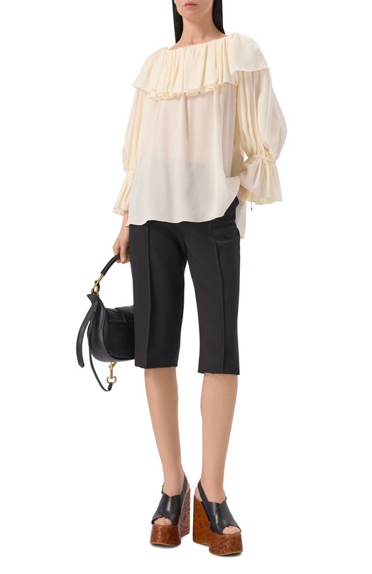 Шерстяные шорты Chloé CH26SPA15061 Чёрный  CH26SPA15061 Фото 2