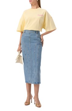 Женская хлопковая футболка JACQUEMUS желтого цвета, арт. 25E251JS216 | Фото 2 (Длина (для топов): Стандартные; Материал внешний: Хлопок; Стили: Кэжуэл; Женское Кросс-КТ: Футболка-одежда; Рукава: Короткие; Принт: С принтом)