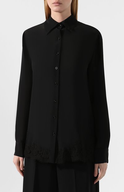 Шелковая рубашка ERMANNO ERMANNO SCERVINO черного цвета по цене 55700 руб., арт. 45T CM23 CDC, фото 3 Шелковая рубашка ERMANNO ERMANNO SCERVINO, арт. 45T CM23 CDC, фото 3