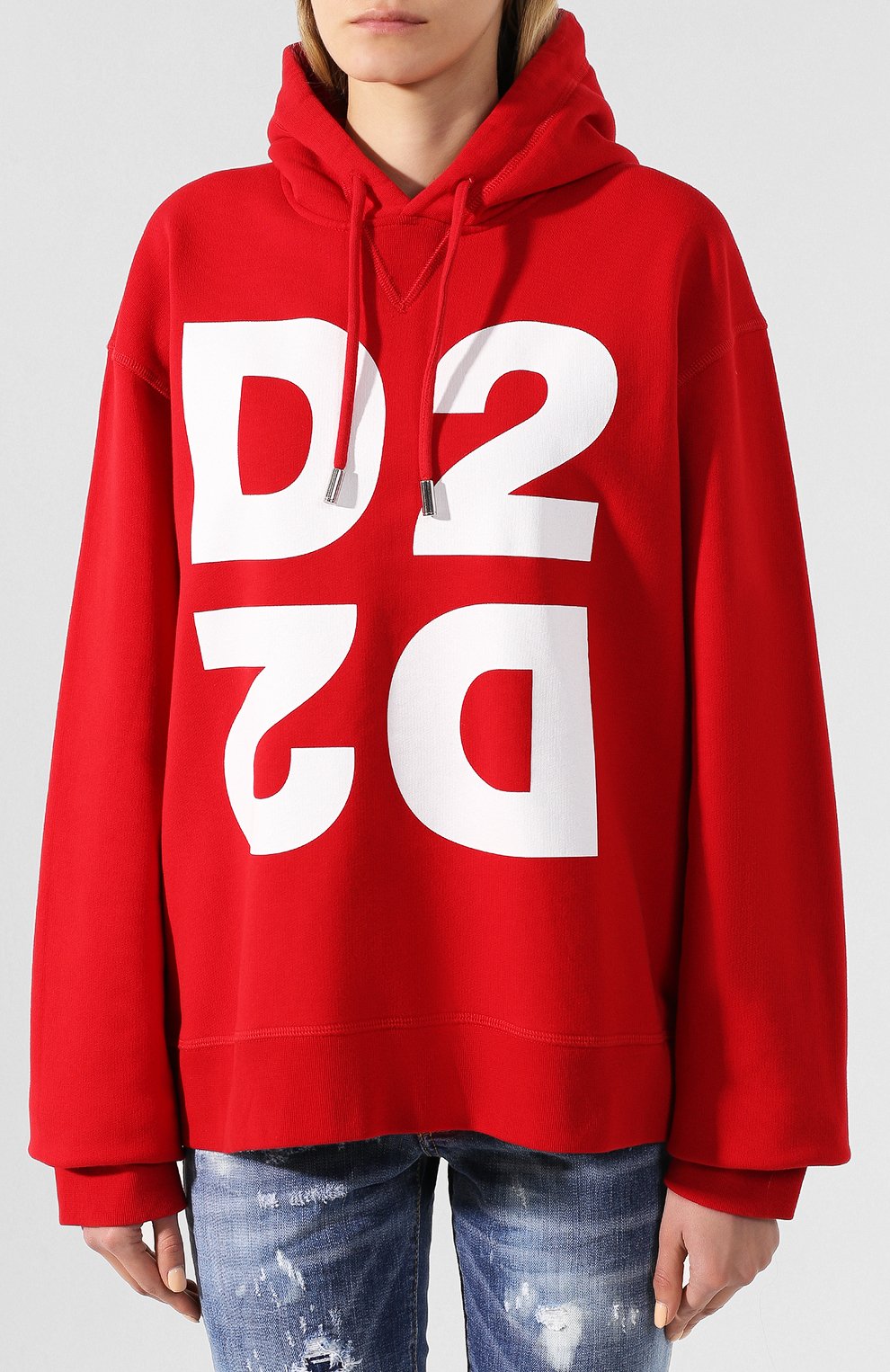 Хлопковое худи DSQUARED2 красного цвета по цене 36600 руб., арт. S75GU0293/S25042, фото 3 Хлопковое худи DSQUARED2, арт. S75GU0293/S25042, фото 3