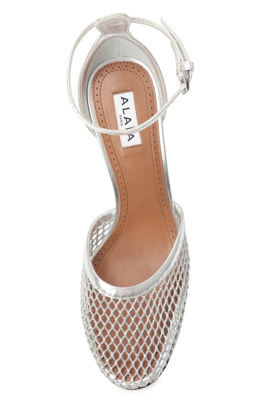 Комбинированные туфли Fishnet 90 Alaia AA3E049TK028 Серебряный  AA3E049TK028 Фото 6