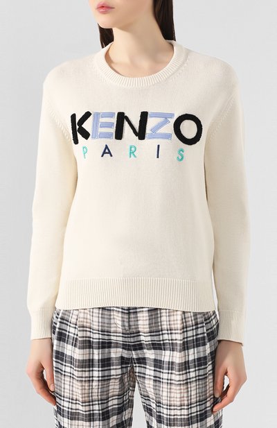 Хлопковый свитер KENZO кремового цвета по цене 23200 руб., арт. FA52PU507808, фото 3 Хлопковый свитер KENZO, арт. FA52PU507808, фото 3