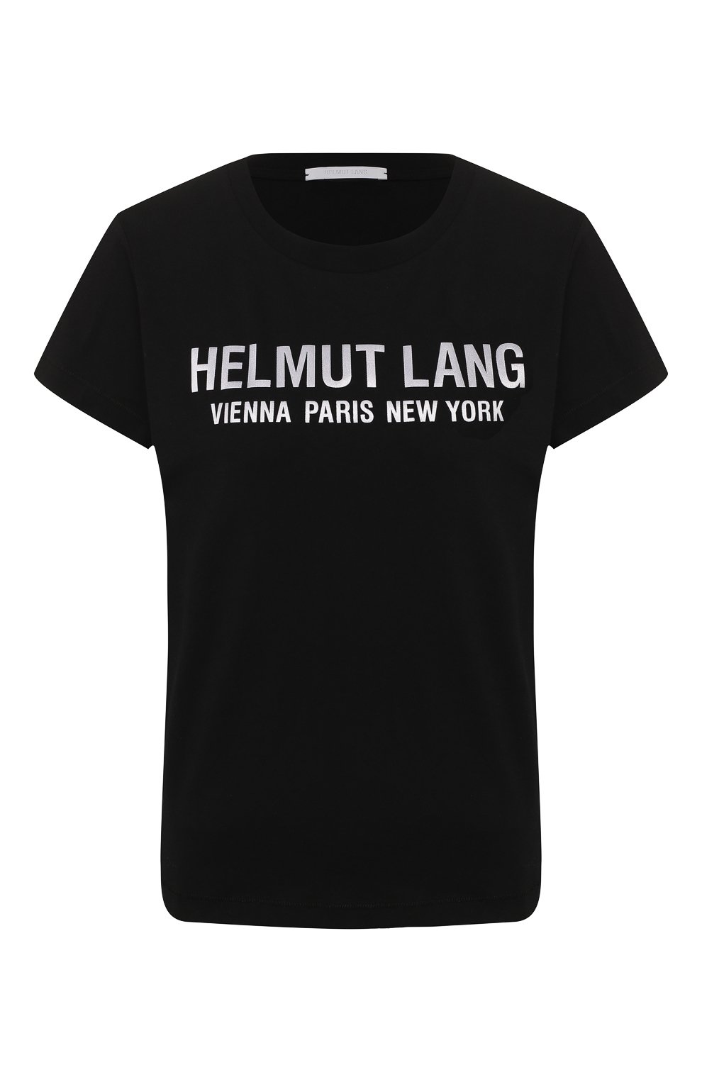 Хлопковая футболка HELMUT LANG черного цвета по цене 23650 руб., арт. K01DW504, фото 1 Хлопковая футболка HELMUT LANG, арт. K01DW504, фото 1