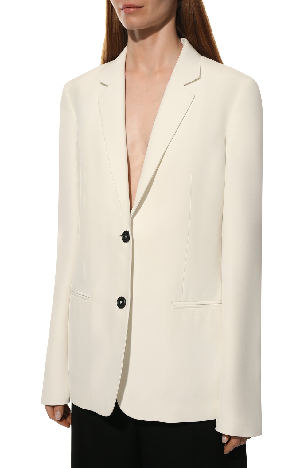Жакет из вискозы HELMUT LANG кремового цвета по цене 105500 руб., арт. J09HW101, фото 3 Жакет из вискозы HELMUT LANG, арт. J09HW101, фото 3