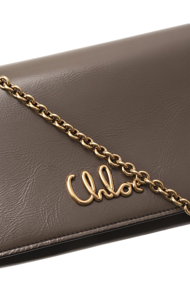 Женская сумка chloé iconic CHLOÉ серого цвета, арт. CHC25SP485016 | Фото 3 (Ремень/цепочка: На ремешке; Материал: Натуральная кожа; Размер: mini)