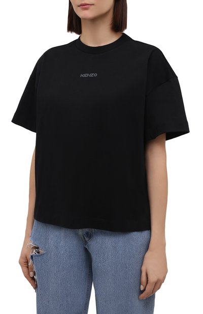 Хлопковая футболка KENZO черного цвета по цене 13600 руб., арт. FB62TS6414SA, фото 3 Хлопковая футболка KENZO, арт. FB62TS6414SA, фото 3
