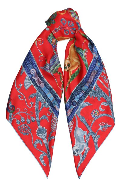 Шелковый платок lemur in red KIRILL OVCHINNIKOV красного цвета по цене 35200 руб., арт. 135\Lr, фото 1 Шелковый платок lemur in red KIRILL OVCHINNIKOV, арт. 135\Lr, фото 1