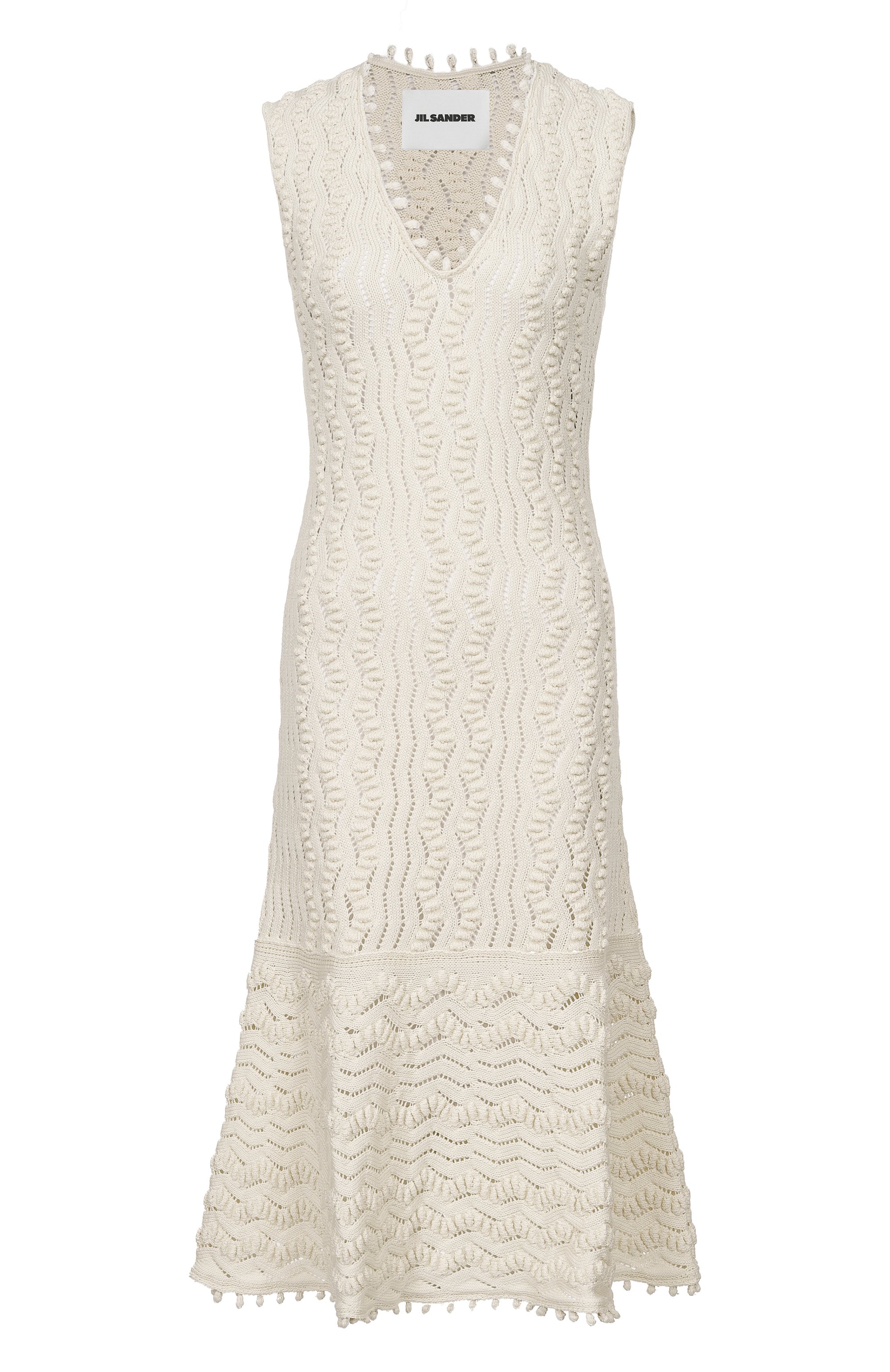 Хлопковое платье JIL SANDER кремового цвета по цене 370500 руб., арт. J02CT0560/J15476, фото 1 Хлопковое платье JIL SANDER, арт. J02CT0560/J15476, фото 1