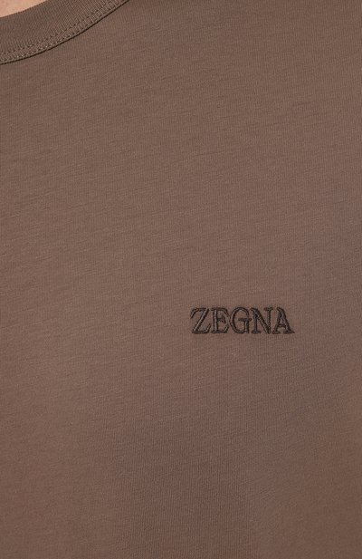 Хлопковая футболка ZEGNA темно-бежевого цвета по цене 46500 руб., арт. UD360A7/D760, фото 5 Хлопковая футболка ZEGNA, арт. UD360A7/D760, фото 5
