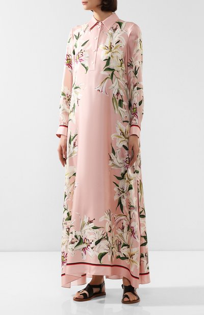 Шелковое платье DOLCE & GABBANA светло-розового цвета по цене 275000 руб., арт. F6XT1T/GDQ03, фото 3 Шелковое платье DOLCE & GABBANA, арт. F6XT1T/GDQ03, фото 3