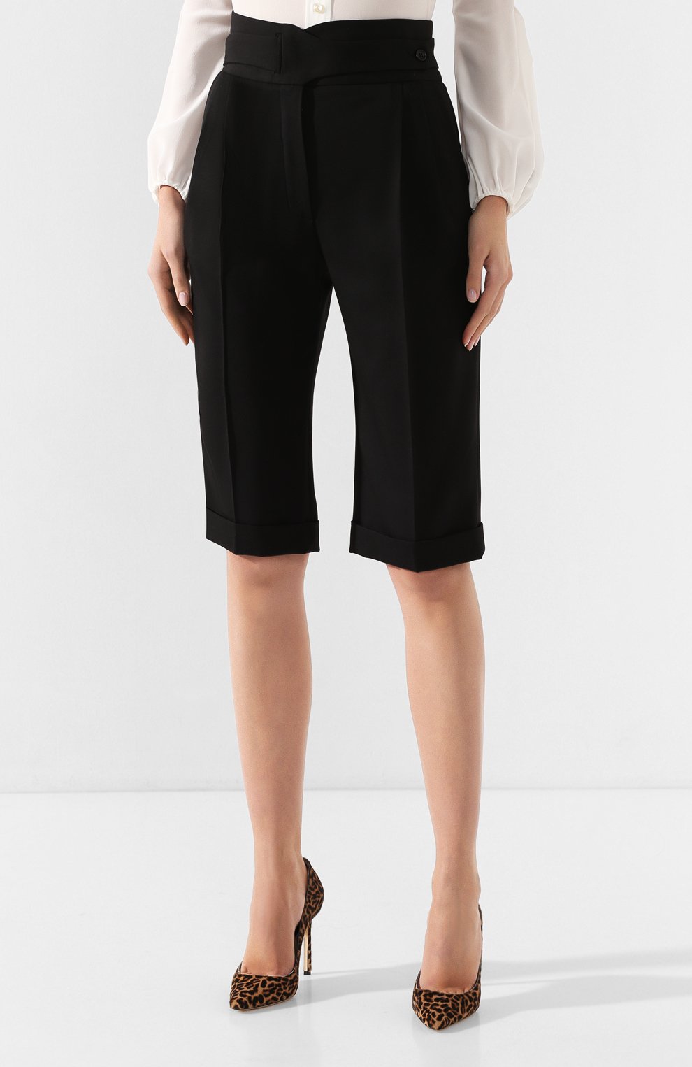 Шерстяные шорты SAINT LAURENT черного цвета по цене 134500 руб., арт. 616211/Y512W, фото 3 Шерстяные шорты SAINT LAURENT, арт. 616211/Y512W, фото 3