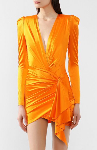 Атласное платье ALEXANDRE VAUTHIER оранжевого цвета по цене 181500 руб., арт. 192DR1081 0192-1145, фото 3 Атласное платье ALEXANDRE VAUTHIER, арт. 192DR1081 0192-1145, фото 3