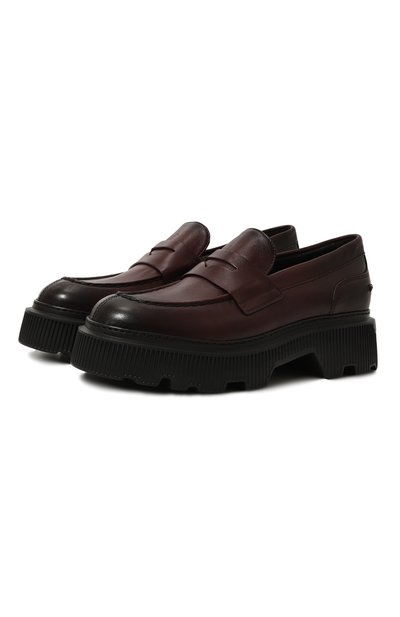 Женские кожаные пенни-лоферы SANTONI, арт. WUCG71043NERRLGA