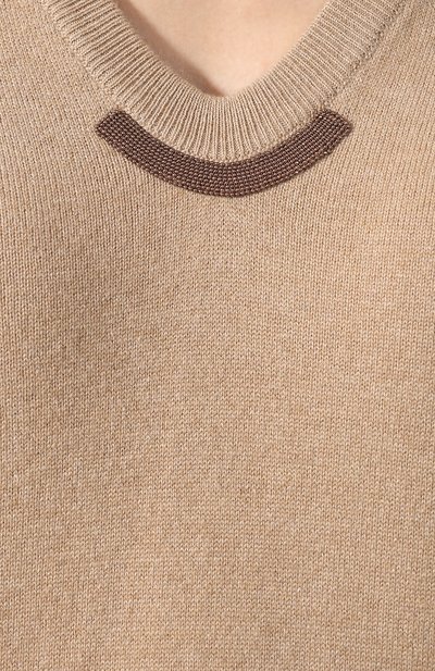 Пуловер из смеси шерсти и кашемира BRUNELLO CUCINELLI бежевого цвета по цене 140500 руб., арт. M16166702, фото 5 Пуловер из смеси шерсти и кашемира BRUNELLO CUCINELLI, арт. M16166702, фото 5