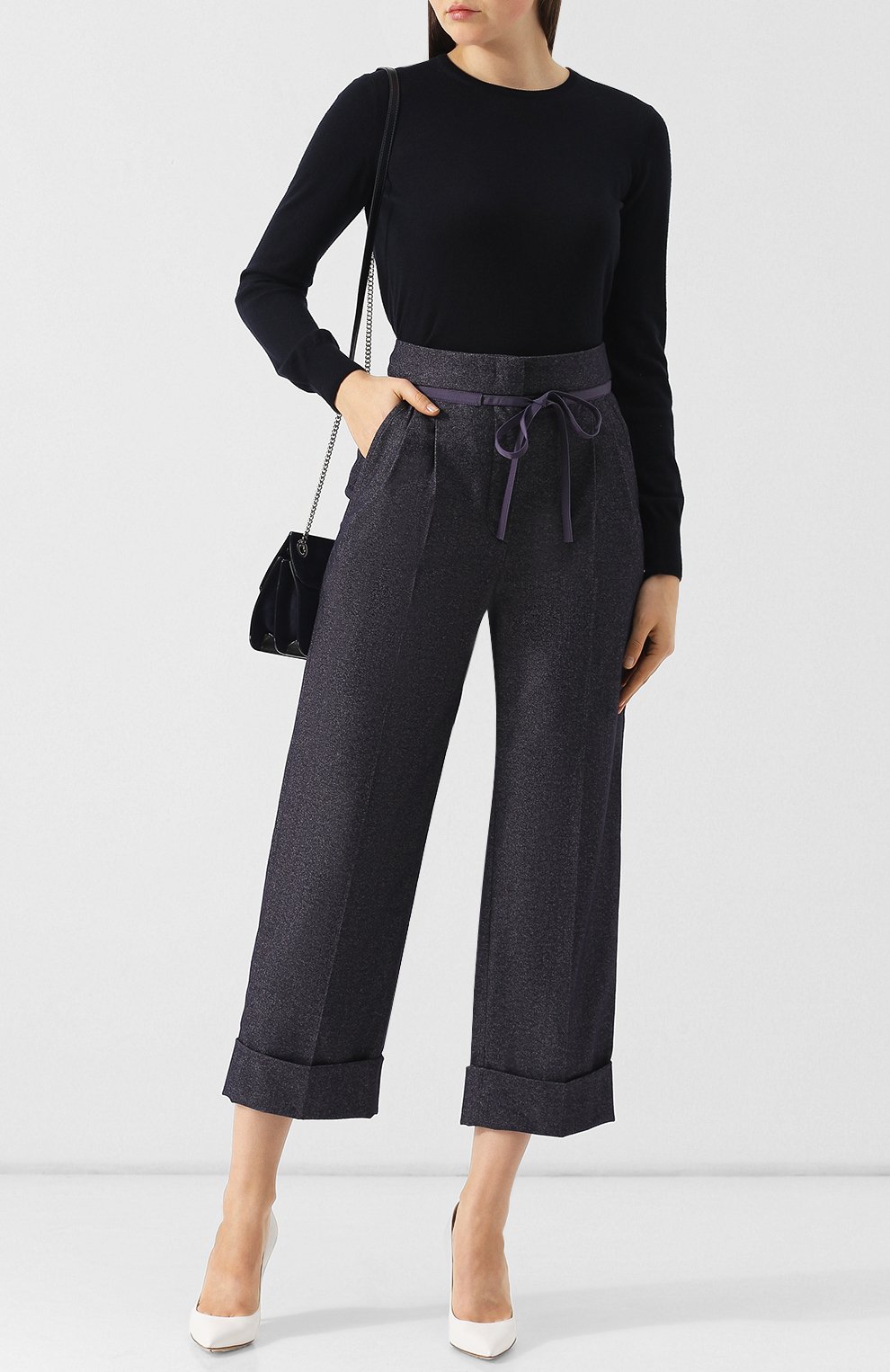 Брюки из смеси шерсти и хлопка с отворотами GIORGIO ARMANI, арт. 8WHPP00S/T008V, фото 2