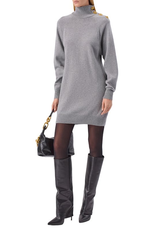 Платье из кашемира и шерсти Balmain FF0R9382/KI87 Серый  FF0R9382/KI87 Фото 2