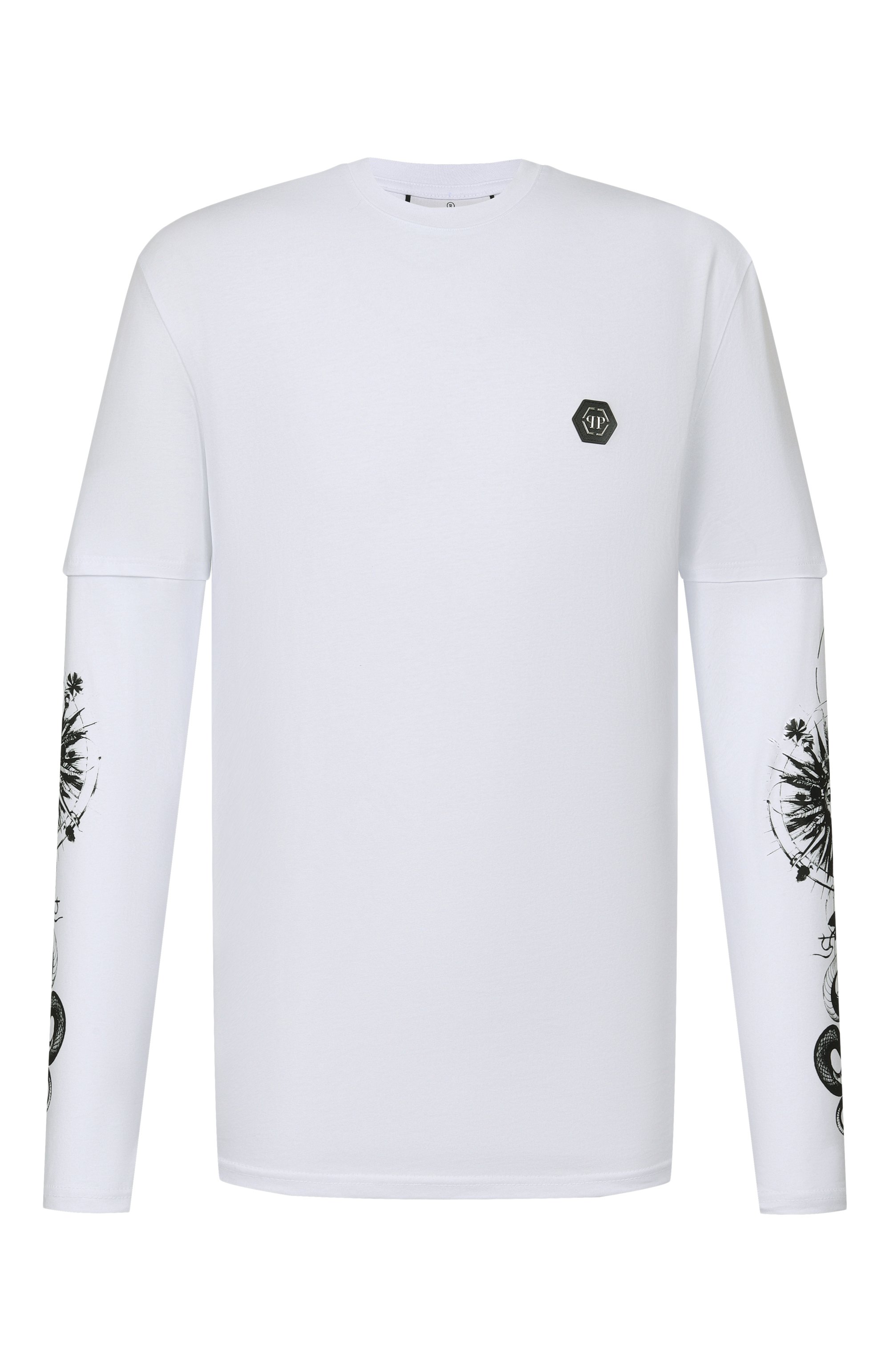 Хлопковый лонгслив PHILIPP PLEIN белого цвета по цене 63300 руб., арт. SAFC MTK8859 PJY002N, фото 1 Хлопковый лонгслив PHILIPP PLEIN, арт. SAFC MTK8859 PJY002N, фото 1