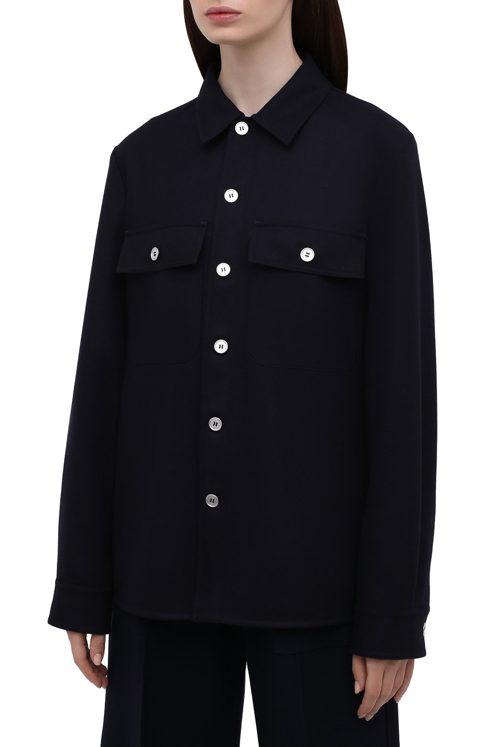 Шерстяная рубашка JIL SANDER темно-синего цвета по цене 96200 руб., арт. JPPT600105-WT212500, фото 3 Шерстяная рубашка JIL SANDER, арт. JPPT600105-WT212500, фото 3