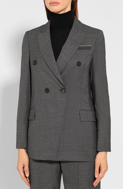 Шерстяной жакет BRUNELLO CUCINELLI серого цвета по цене 358500 руб., арт. MA1258174, фото 3 Шерстяной жакет BRUNELLO CUCINELLI, арт. MA1258174, фото 3