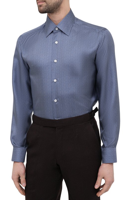 Шелковая сорочка Brioni RCB40N/P007R Синий  RCB40N/P007R Фото 3