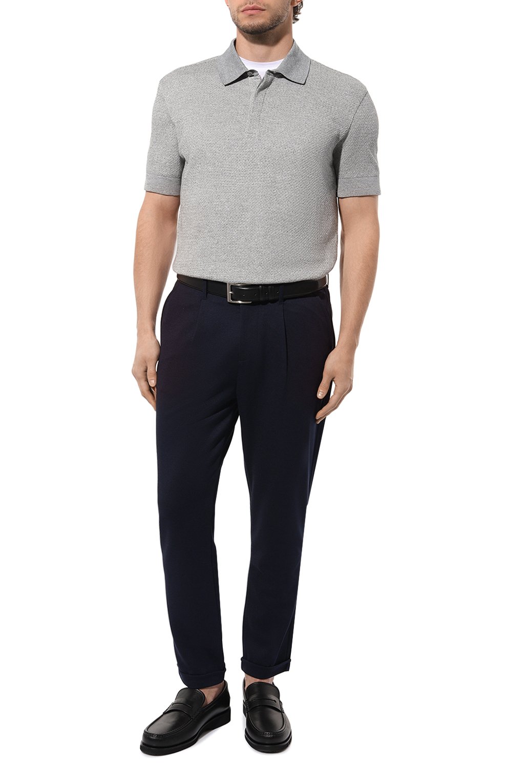 Поло из хлопка и льна ZEGNA серого цвета по цене 87550 руб., арт. UD372A7/D727, фото 2 Поло из хлопка и льна ZEGNA, арт. UD372A7/D727, фото 2