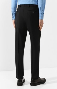 Мужские шерстяные брюки  PRADA черного цвета, арт. UPA841-D39-F0002 | Фото 4 (Статус проверки: Проверена категория, Проверено; Материал внешний: Шерсть; Длина (брюки, джинсы): Стандартные; Случай: Формальный; Стили: Классический)