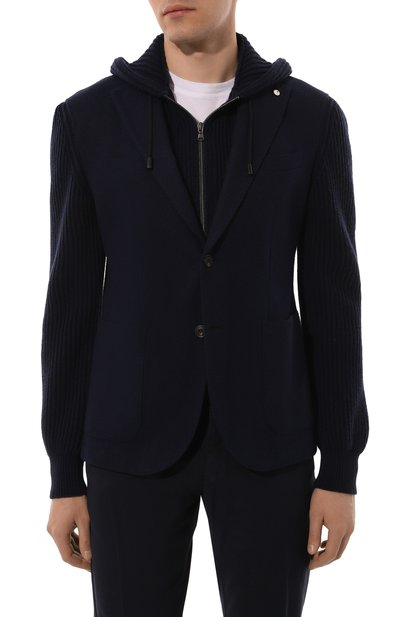 Шерстяной пиджак L.B.M. 1911 темно-синего цвета по цене 97250 руб., арт. 2826/35700, фото 4 Шерстяной пиджак L.B.M. 1911, арт. 2826/35700, фото 4