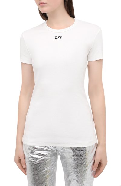 Хлопковая футболка OFF-WHITE белого цвета по цене 43950 руб., арт. 0WAA065E20JER0010110, фото 3 Хлопковая футболка OFF-WHITE, арт. 0WAA065E20JER0010110, фото 3