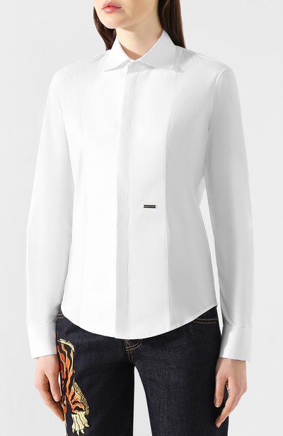 Хлопковая рубашка DSQUARED2 белого цвета по цене 49100 руб., арт. S75DL0698/S42381, фото 3 Хлопковая рубашка DSQUARED2, арт. S75DL0698/S42381, фото 3