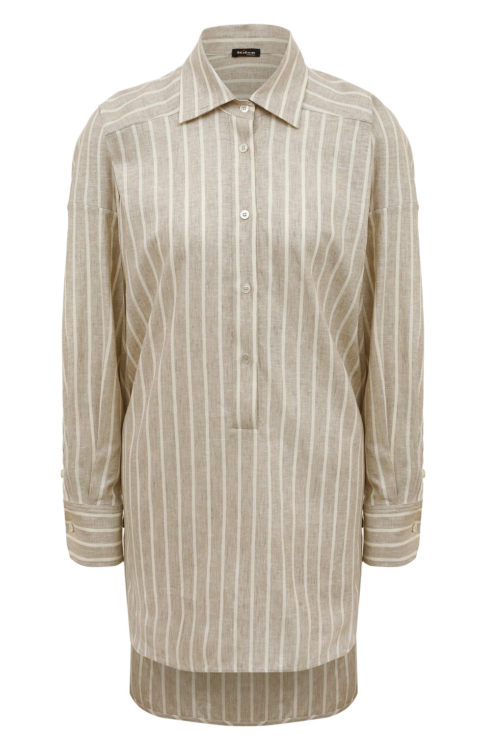 Льняная рубашка KITON бежевого цвета по цене 96550 руб., арт. D51427H08069, фото 1 Льняная рубашка KITON, арт. D51427H08069, фото 1