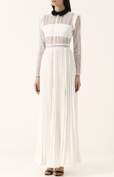 Платье-макси с плиссированной юбкой и кружевным лифом SELF-PORTRAIT, арт. SP16-043L, фото 3