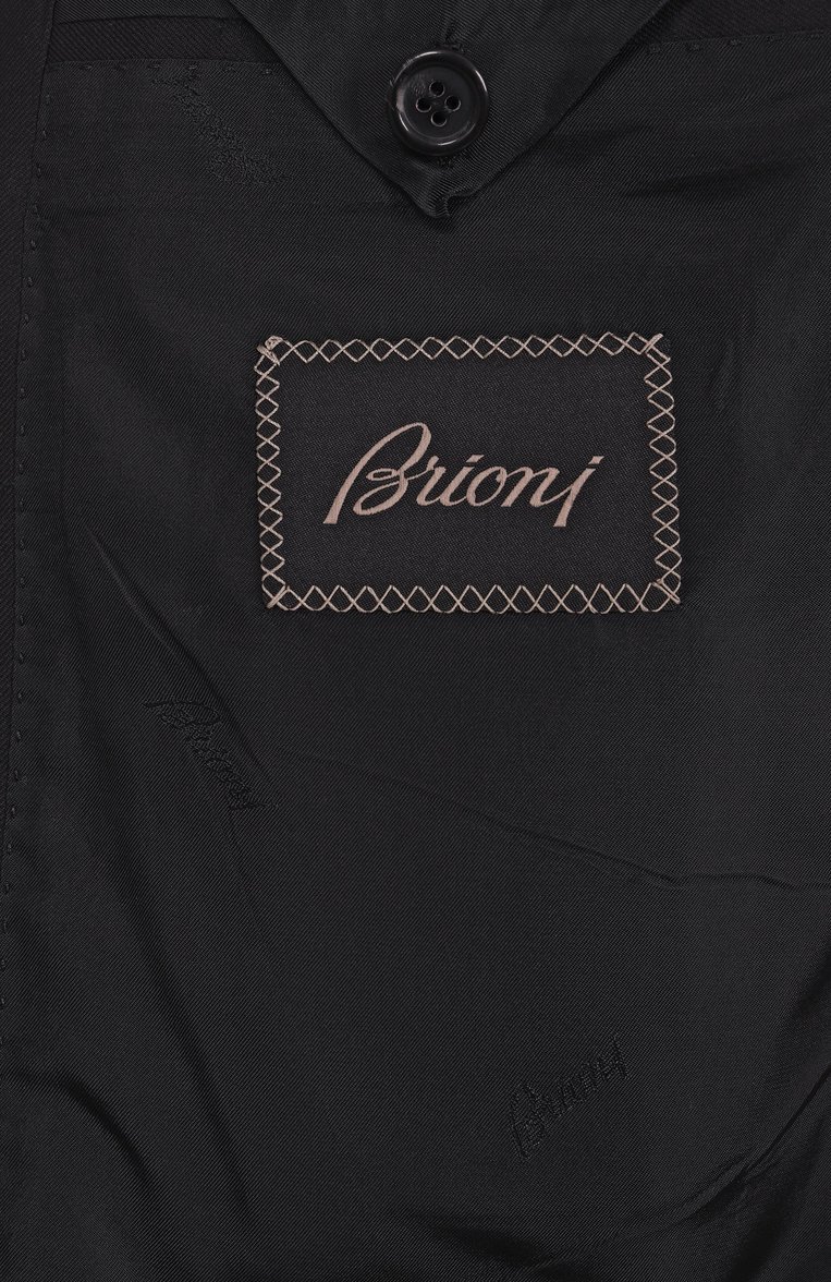 Мужской шерстяной костюм BRIONI черного цвета, арт. RA000M P5ANA | Фото 9 (Рукава: Длинные; Материал внешний: Шерсть; Костюмы М: Однобортный; Стили: Классический; Материал подклада: Купро)
