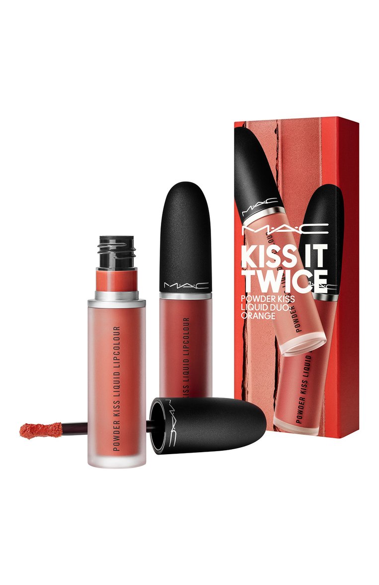 Набор для губ kiss it twice powder kiss liquid duo orange MAC бесцветного цвета, арт. NY4Y-01 | Фото 1 (Региональные ограничения белый список (Axapta Mercury): Не проставлено; Нос: Не проставлено)