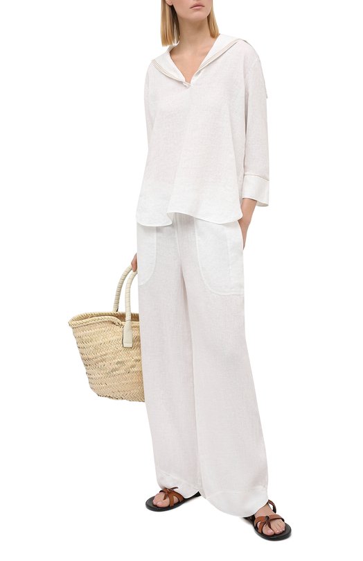Льняные брюки Giorgio Armani 0WHPP0EK/T022F Белый  0WHPP0EK/T022F Фото 3